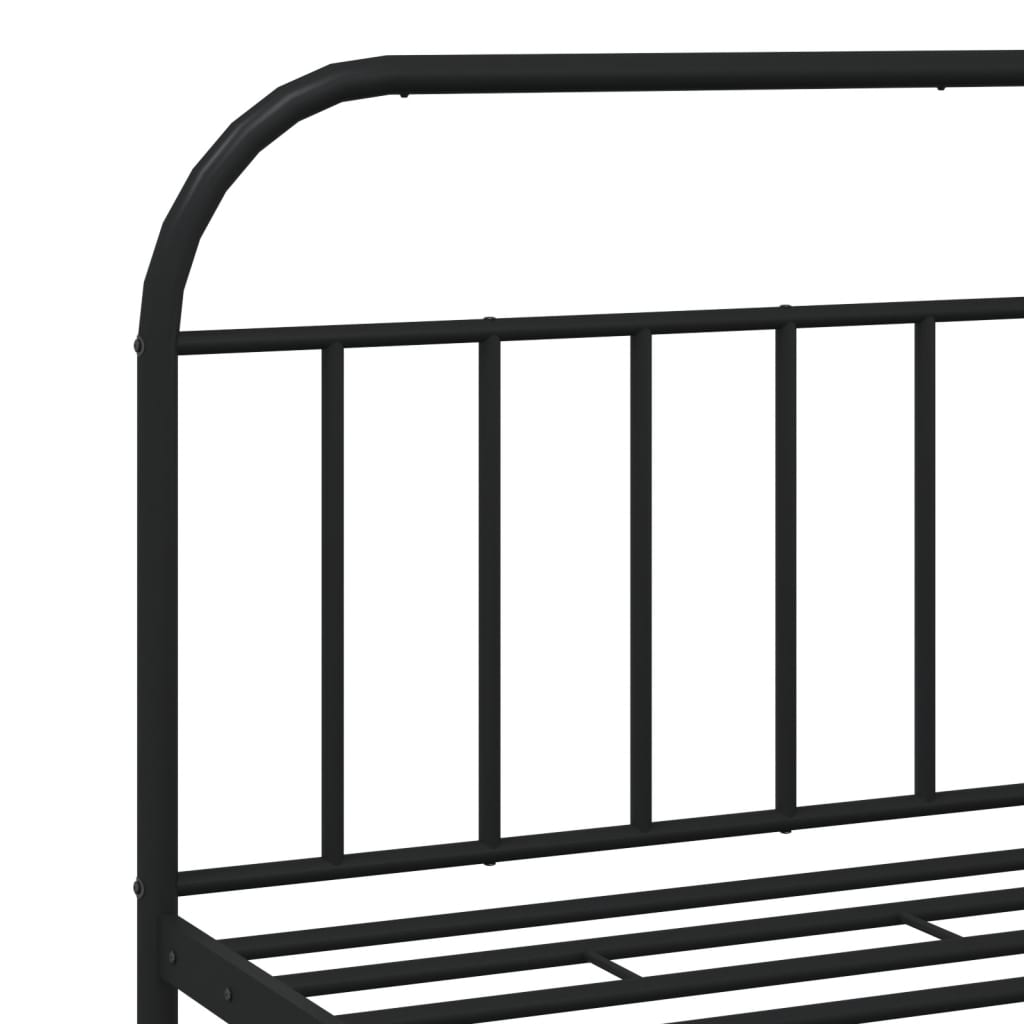 Black metal platform bed frame with arched headboard