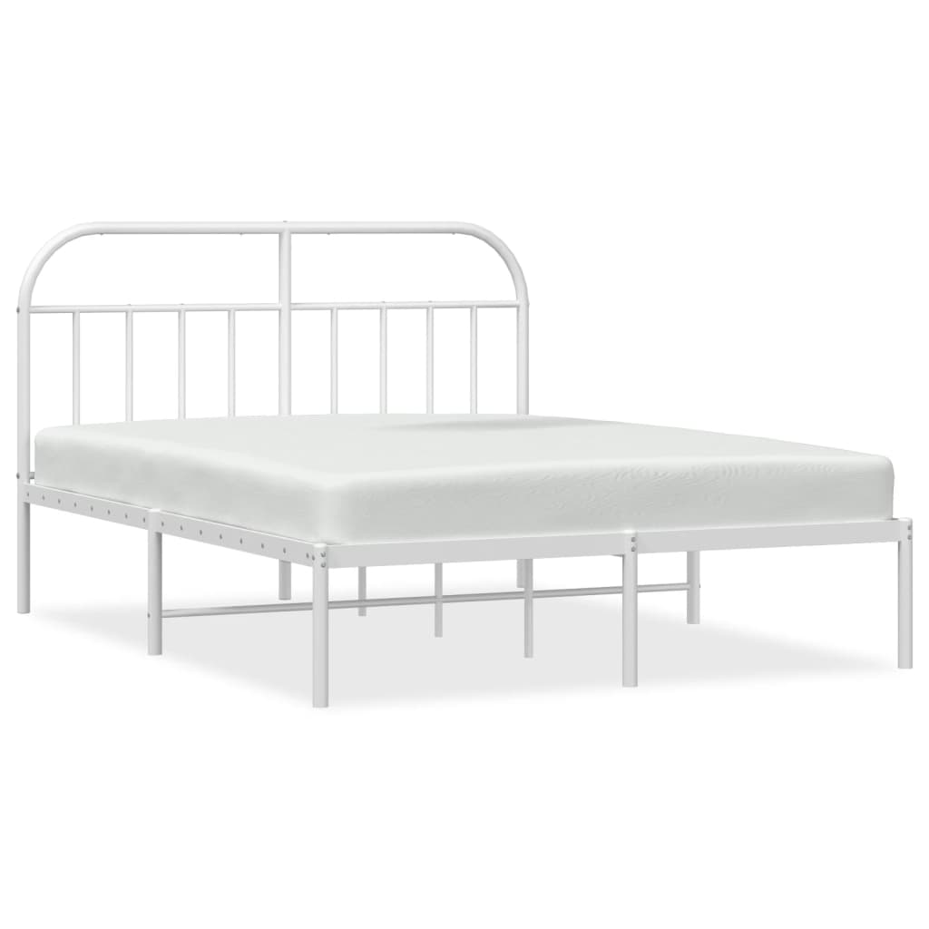 Black metal bed frame with arched headboard showing dimensions