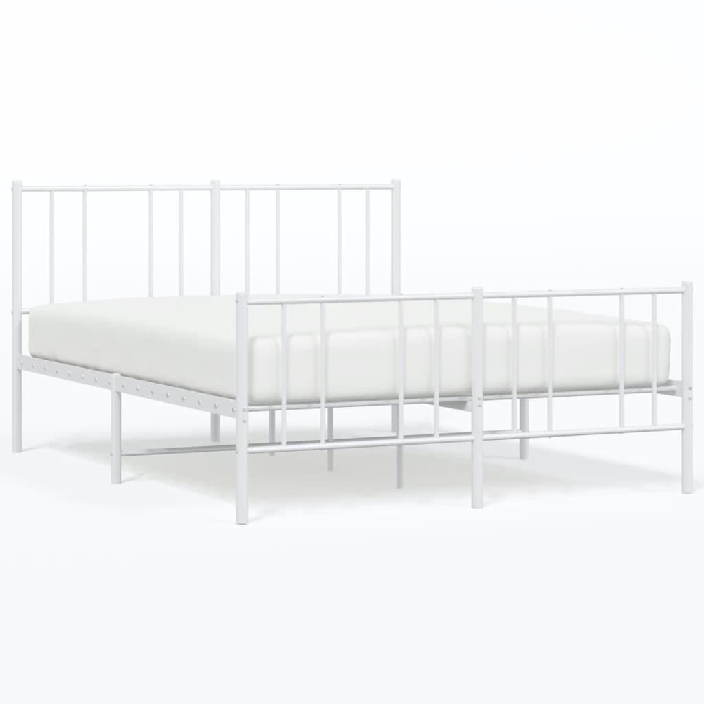 Metal bed frame with headboard and footboard silver twin size modern design