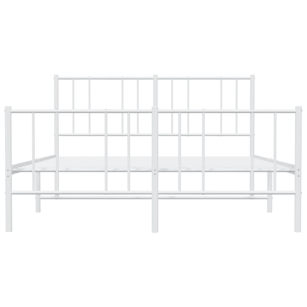 White metal bed frame with a white mattress