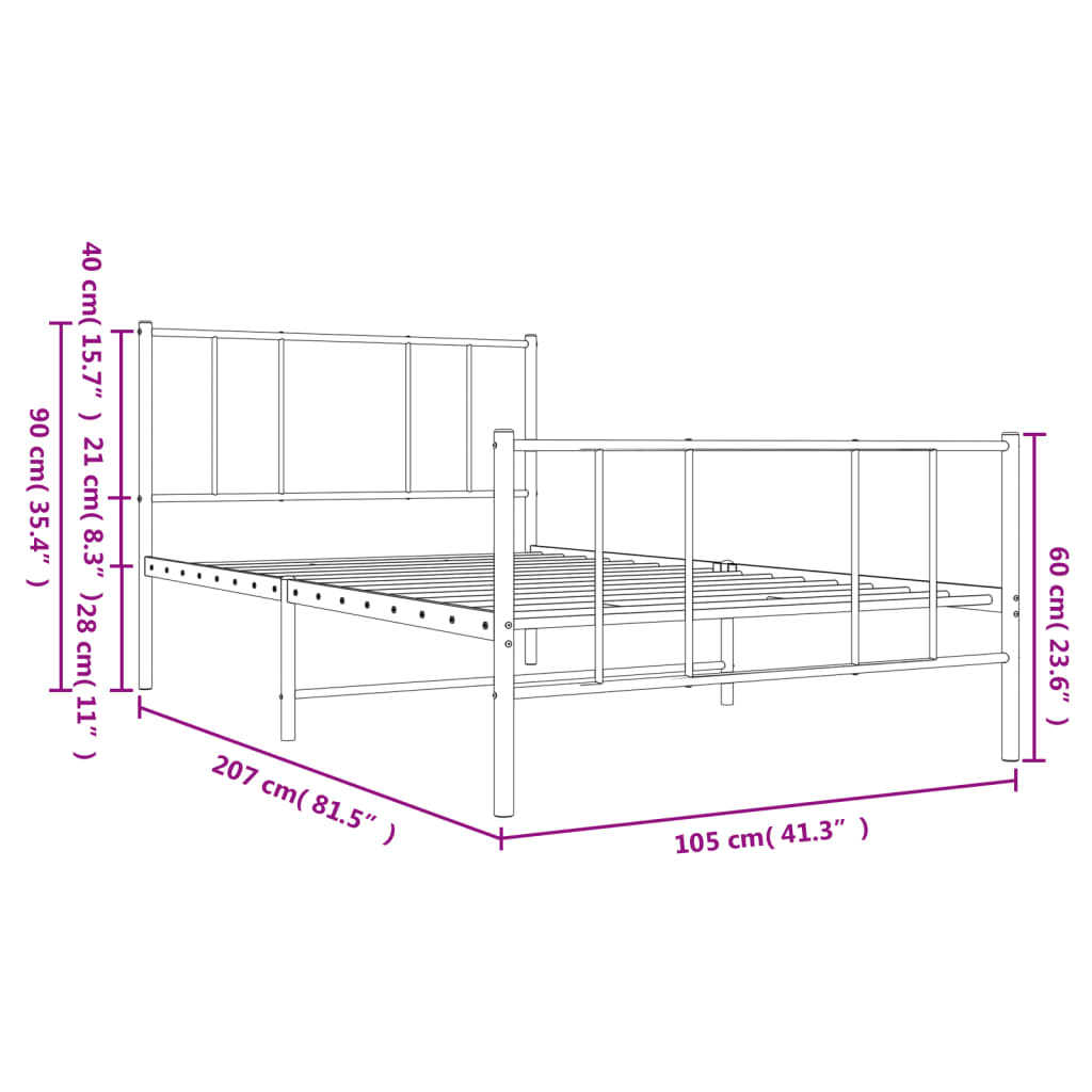 White metal bed frame headboard detail