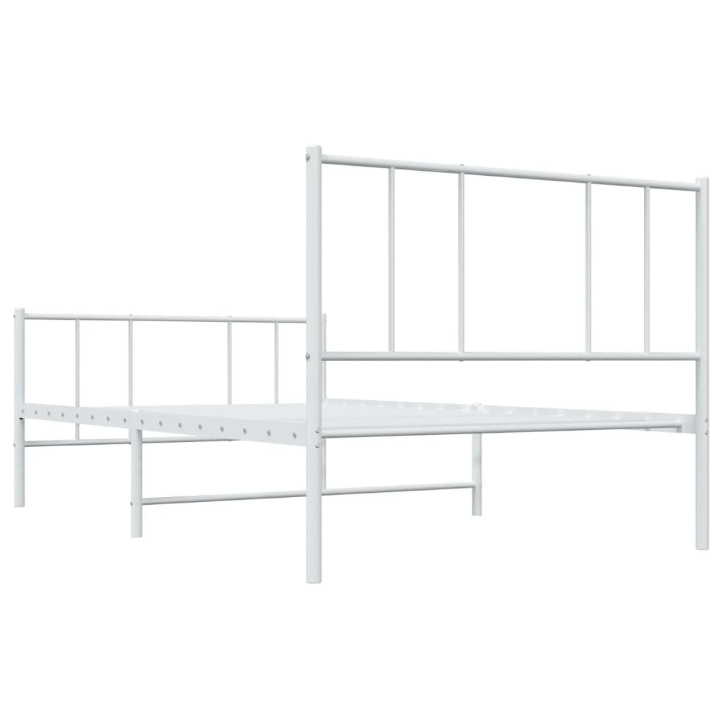 White metal twin bed frame with slatted base