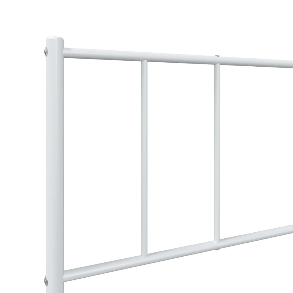 White metal twin bed frame with slatted support