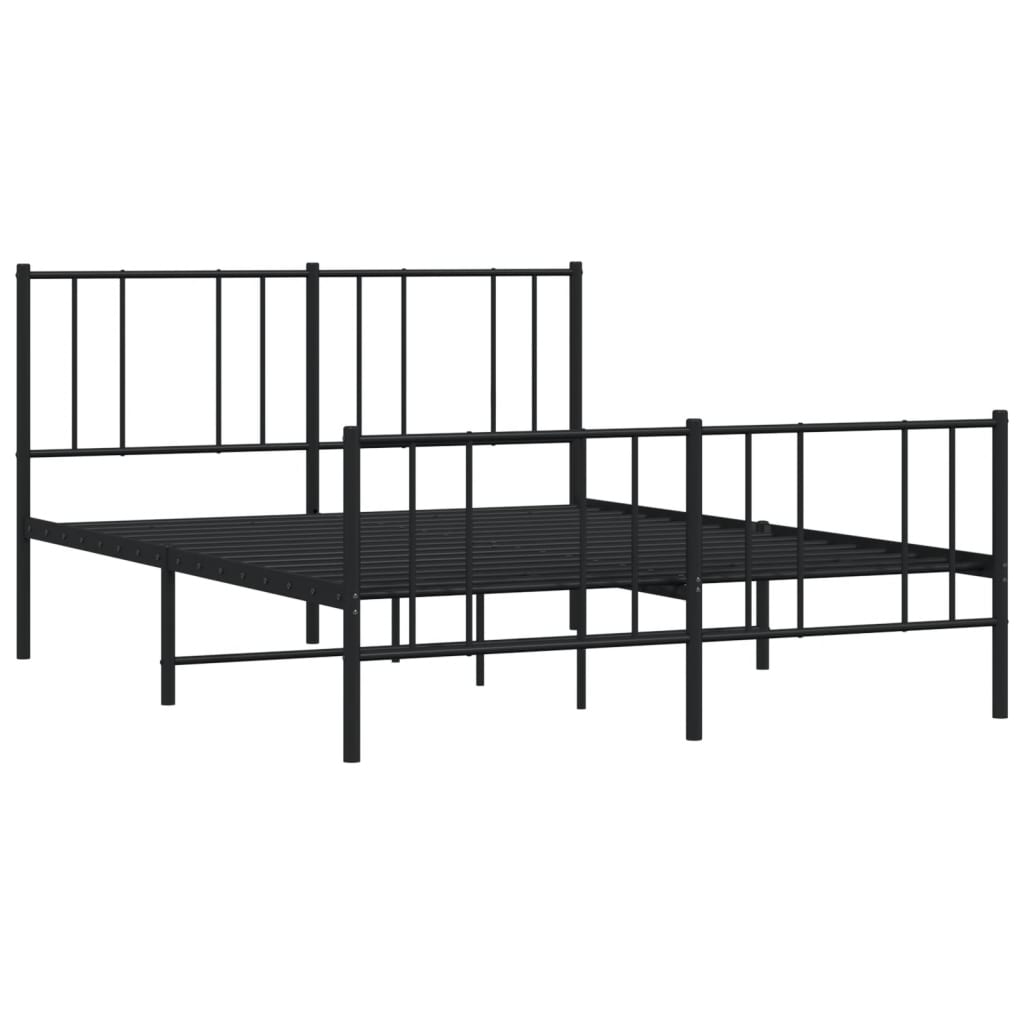 Black metal twin bed frame with white mattress