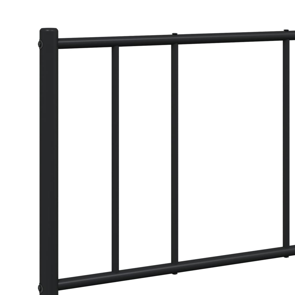 Black metal platform bed frame with slatted support