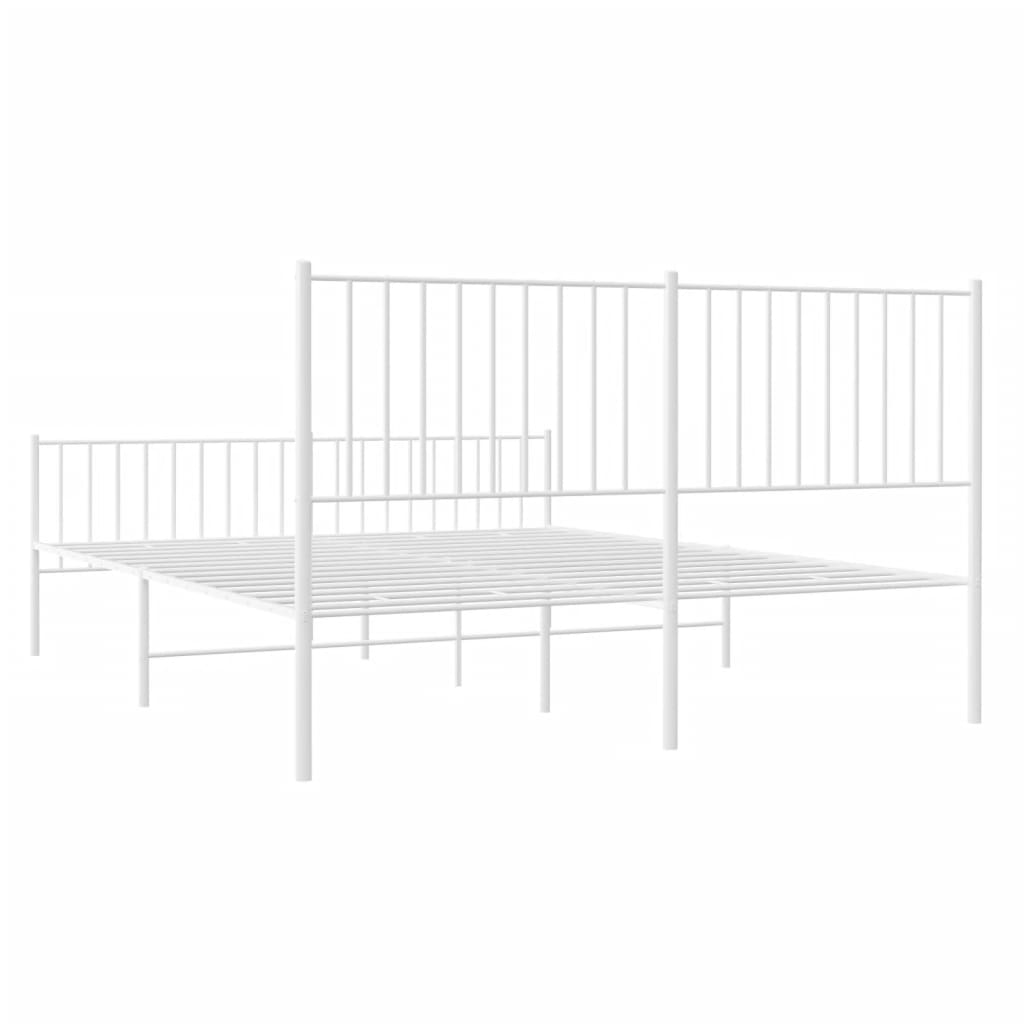Modern white metal bed frame with minimalist design