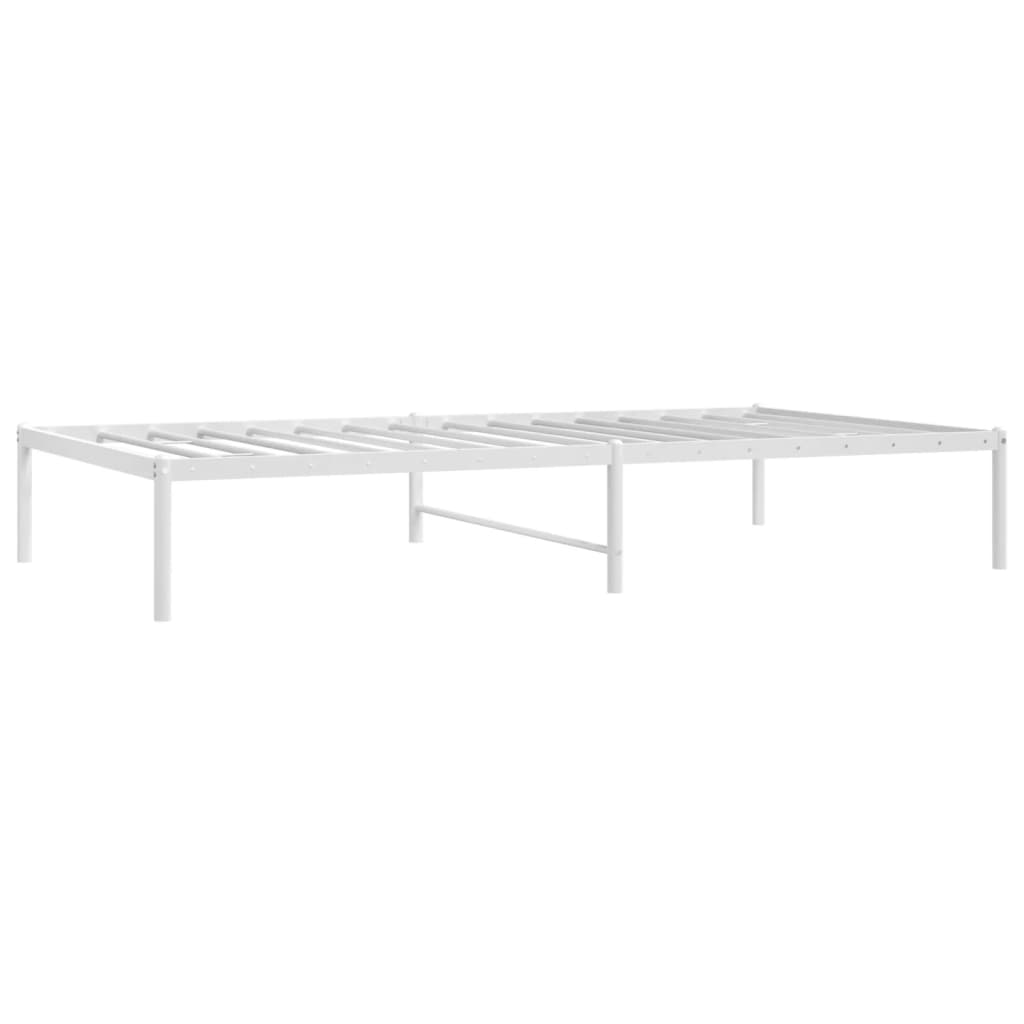 White metal twin bed frame with mattress