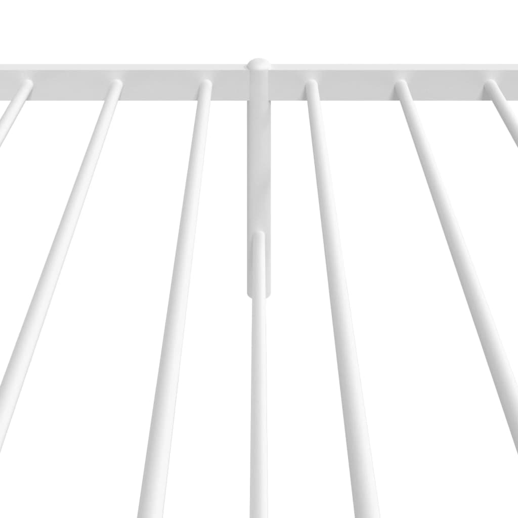White metal twin bed frame with slatted support
