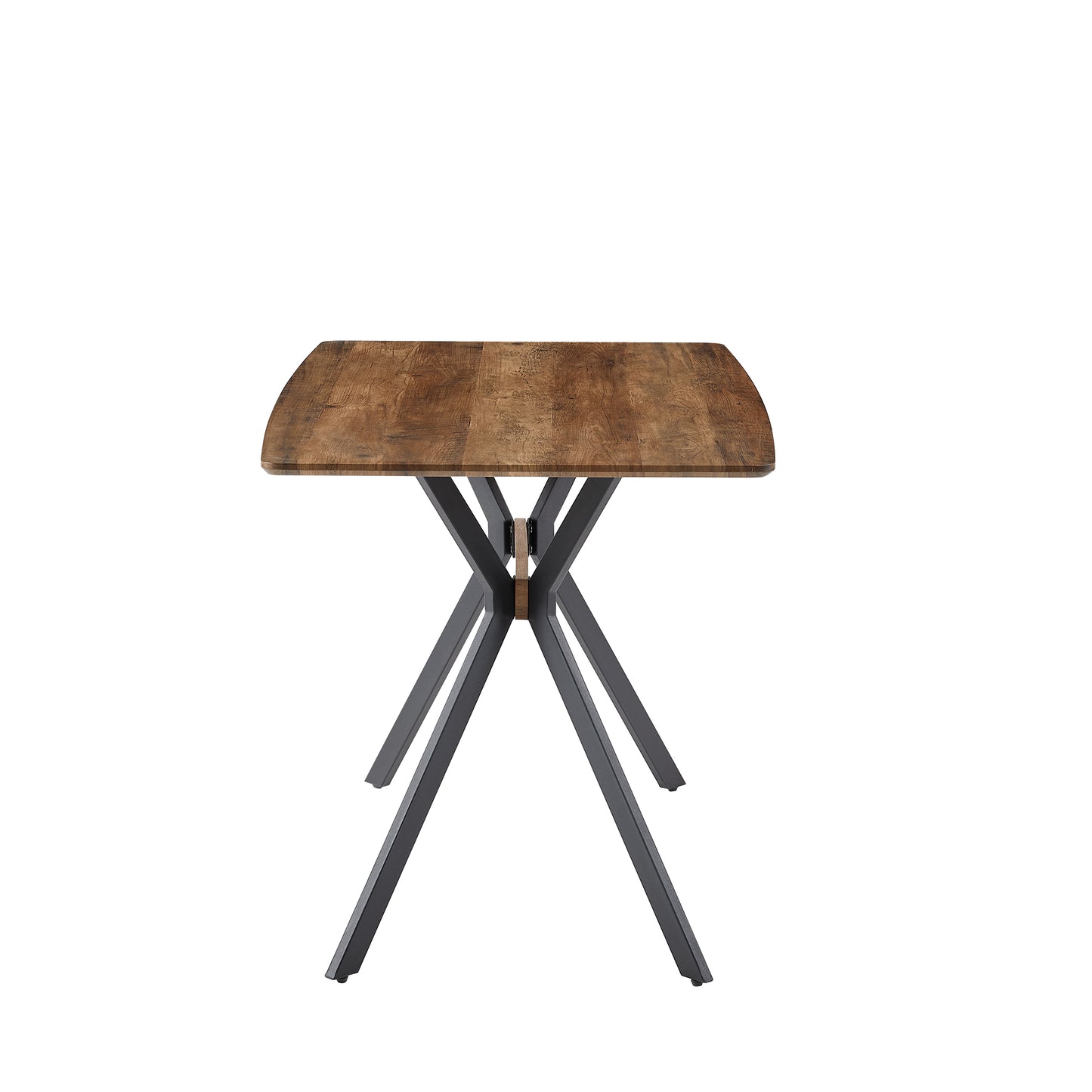Rustic wood dining table with modern metal legs