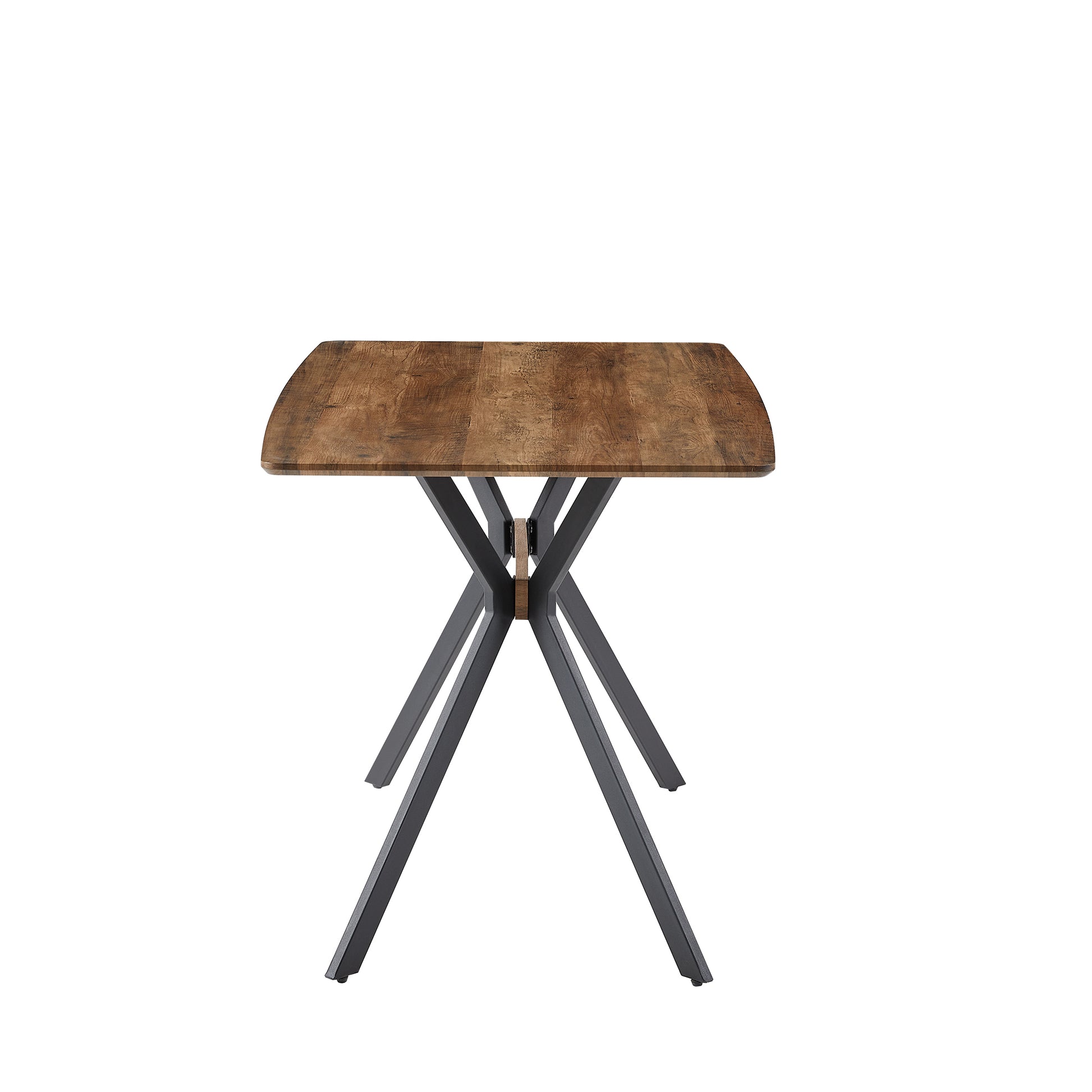 Rustic wood dining table with modern metal legs