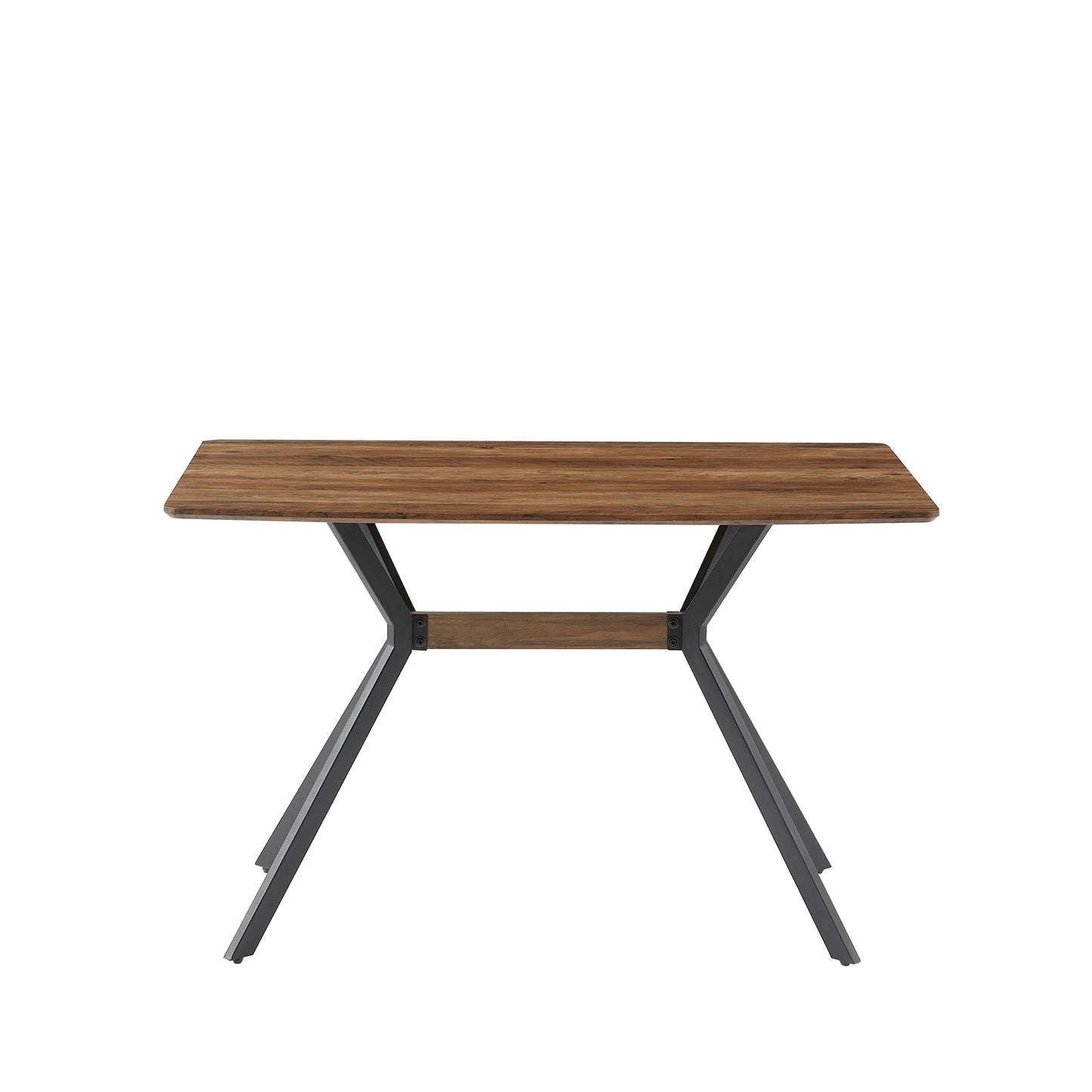 Rustic oak wood grain desk with black metal Xshaped legs