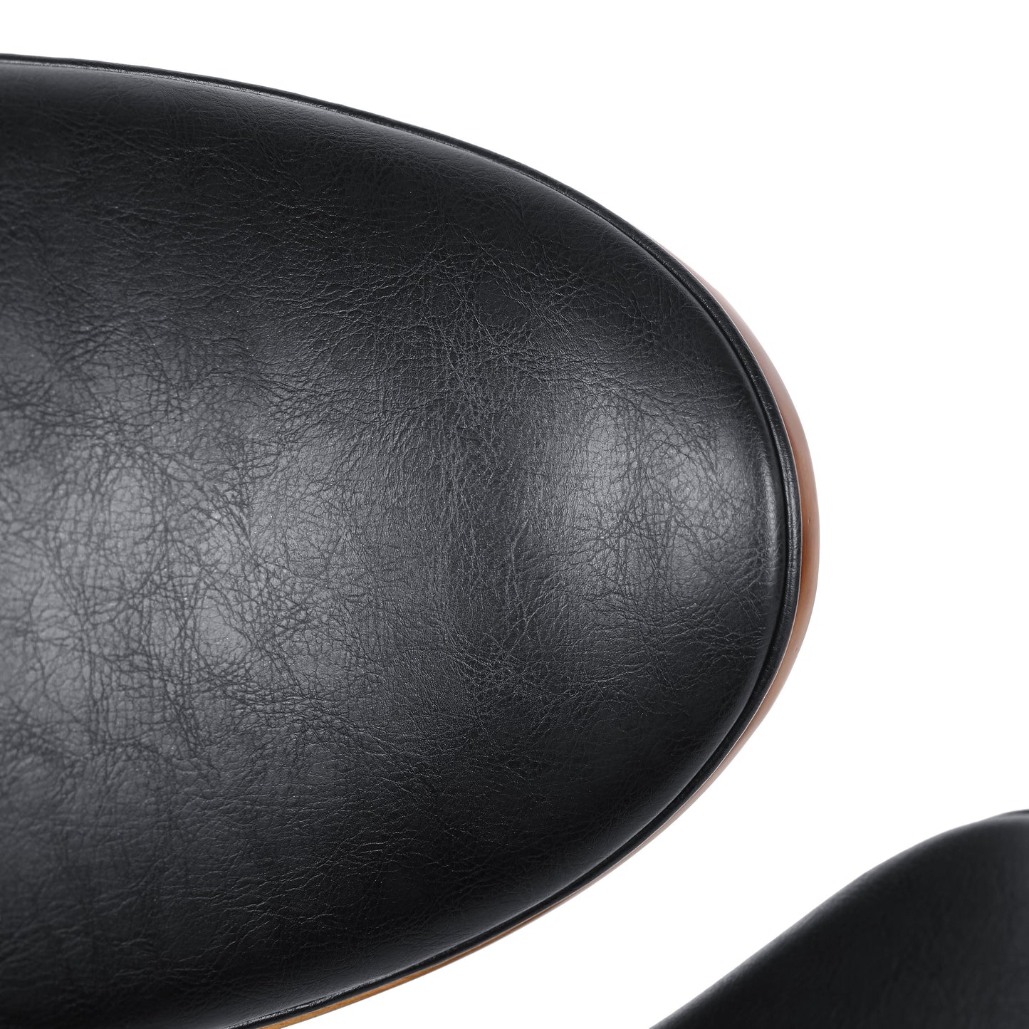 Black faux leather womens boot with wooden heel detail