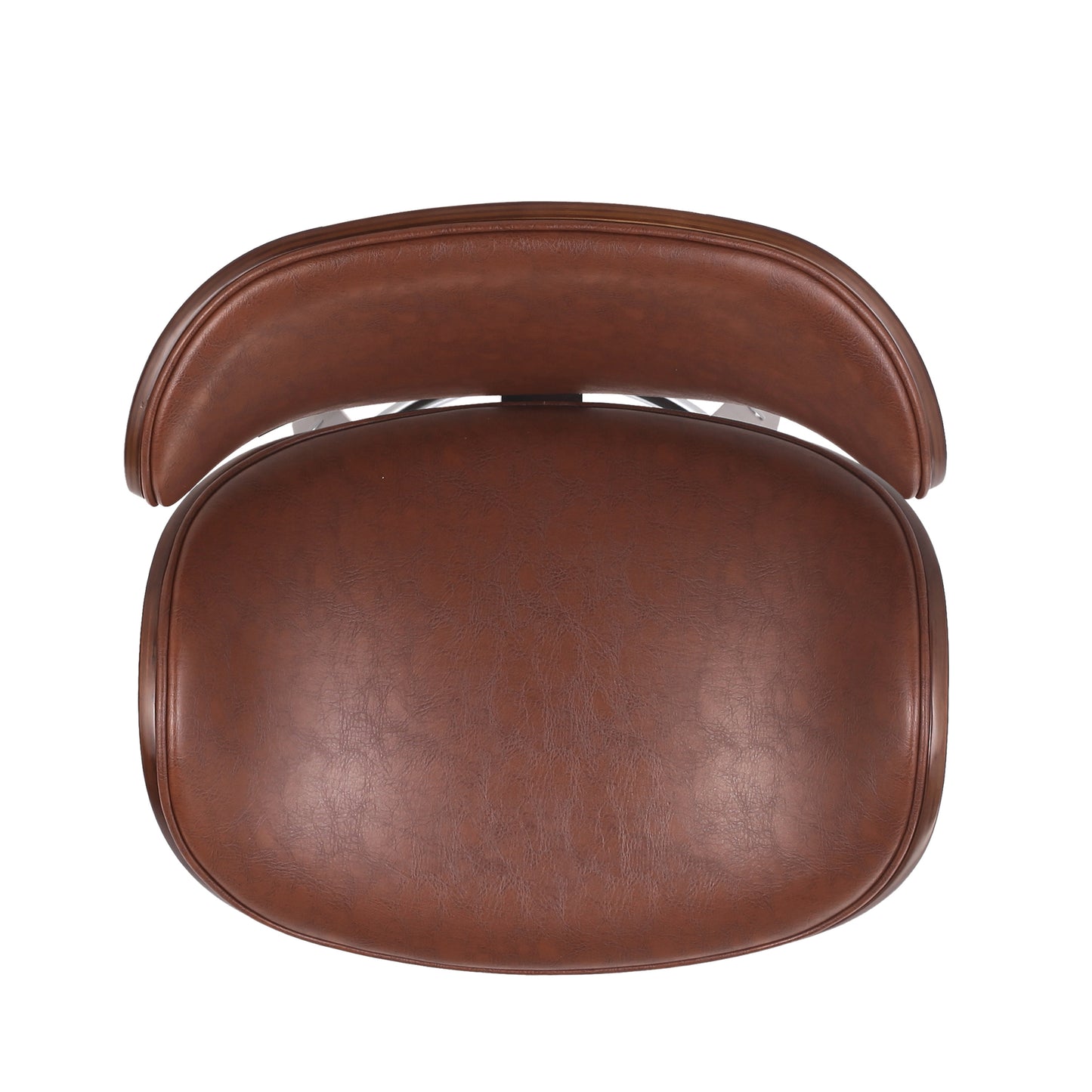 Brown leather office chair seat and backrest top view