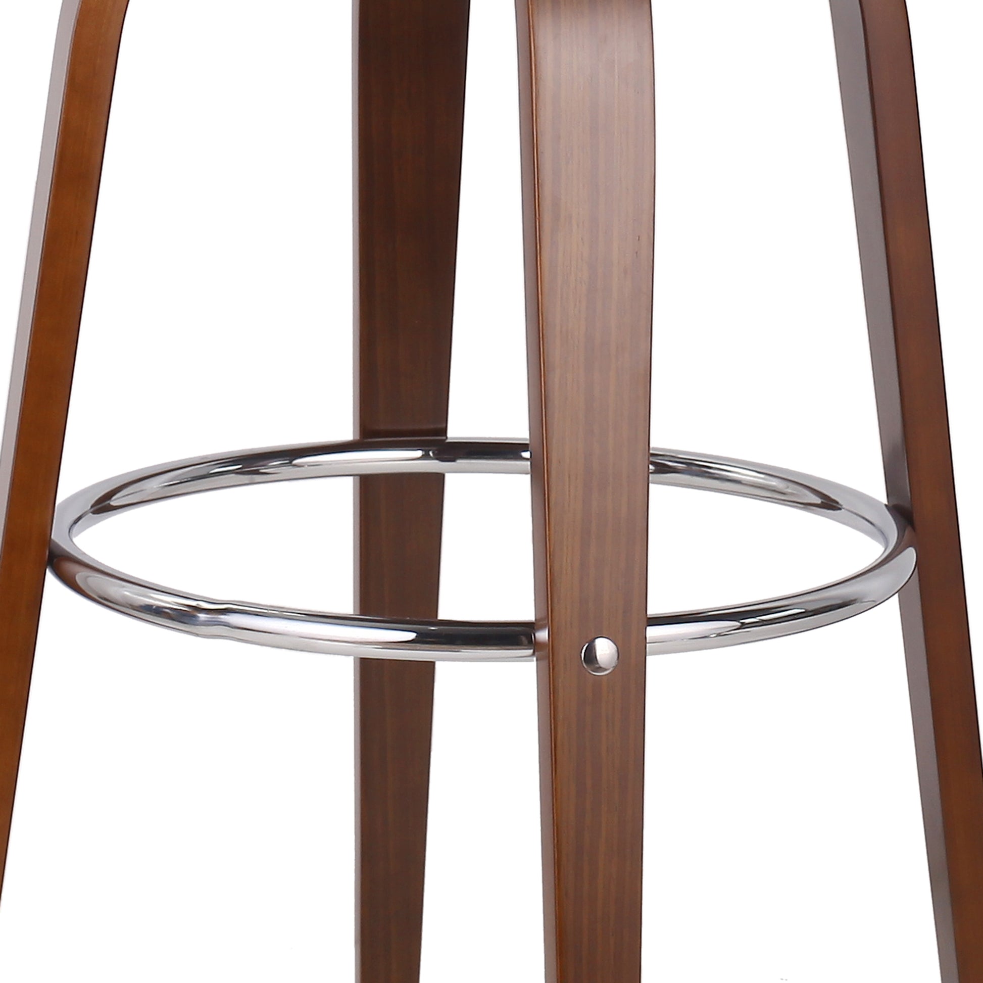 Wooden bar stool legs with polished chrome footrest ring