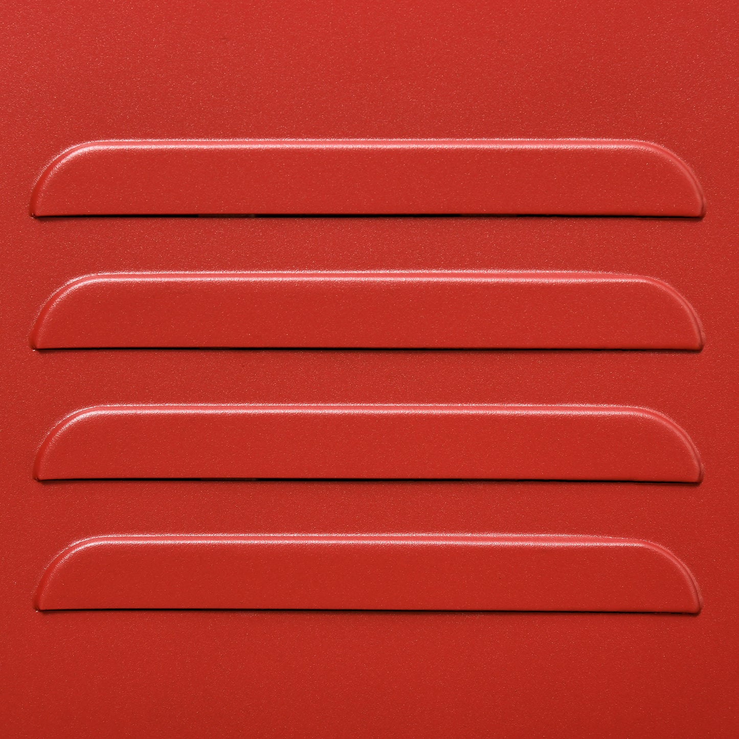 Red metal vent with horizontal slats
