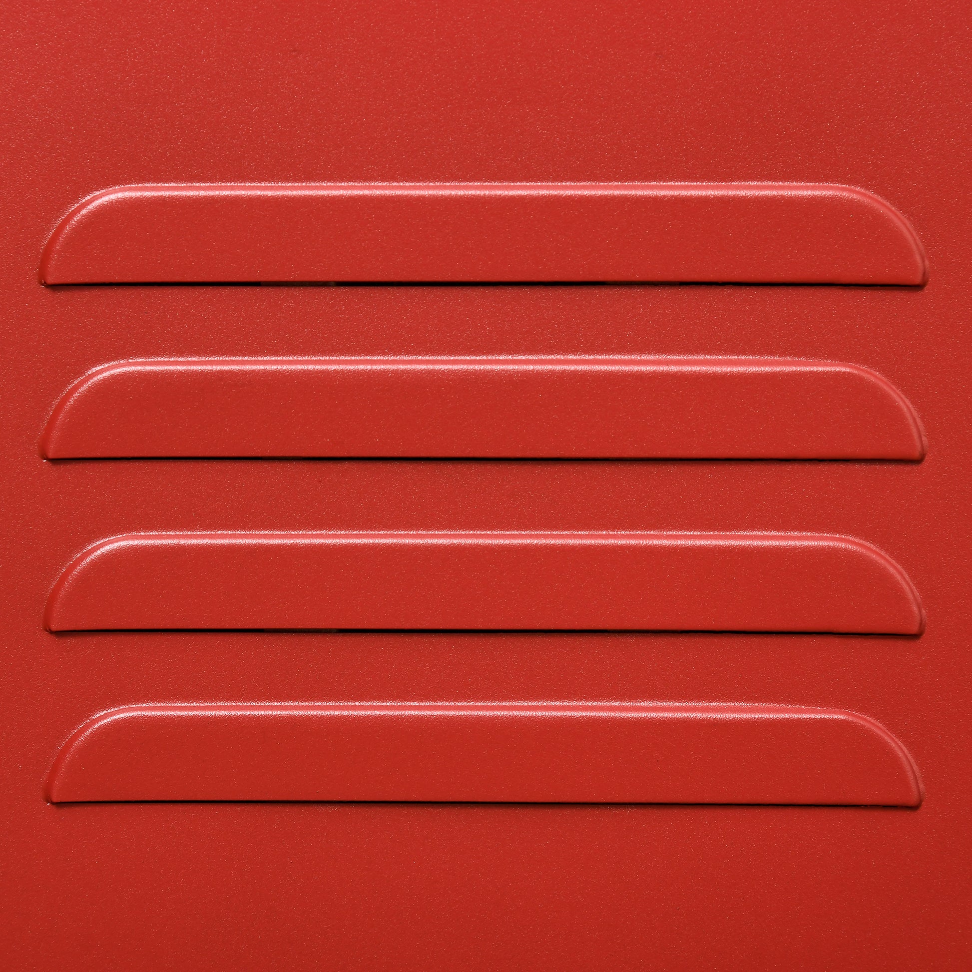 Red metal vent with horizontal slats