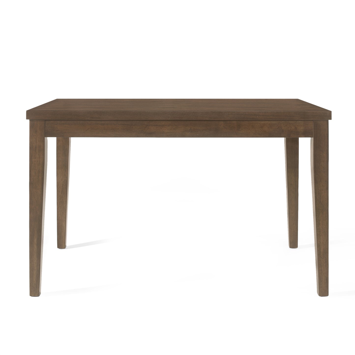 Dark brown wooden dining table with straight legs
