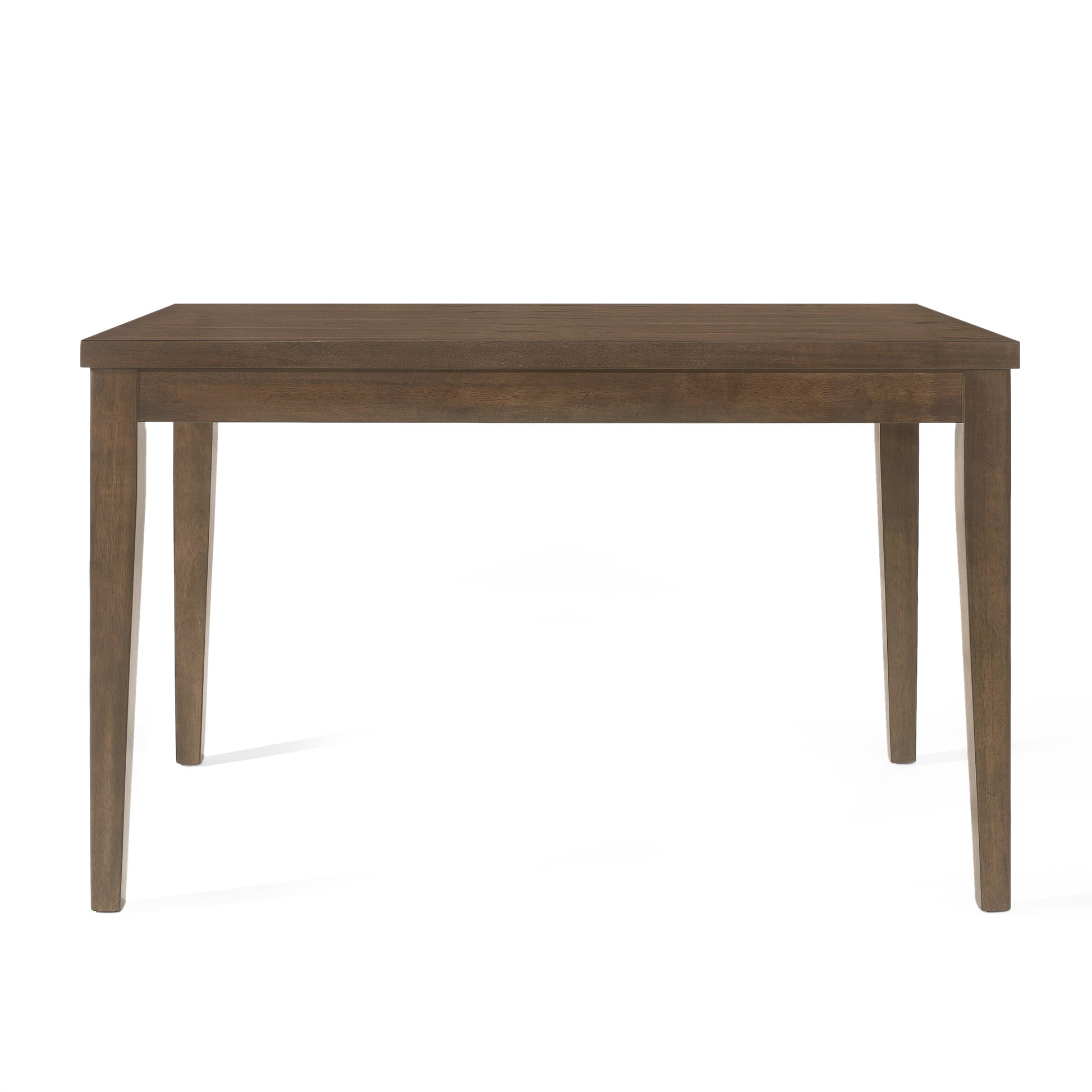 Dark brown wooden dining table with straight legs