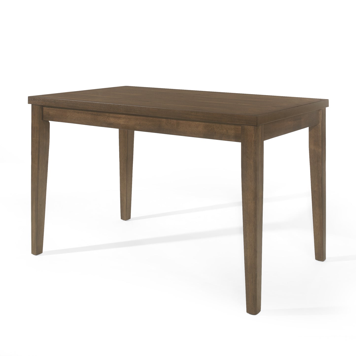Dark wood dining table with tapered legs