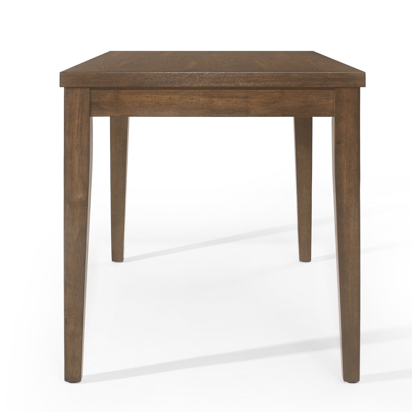 Square solid wood dining table with rich walnut finish