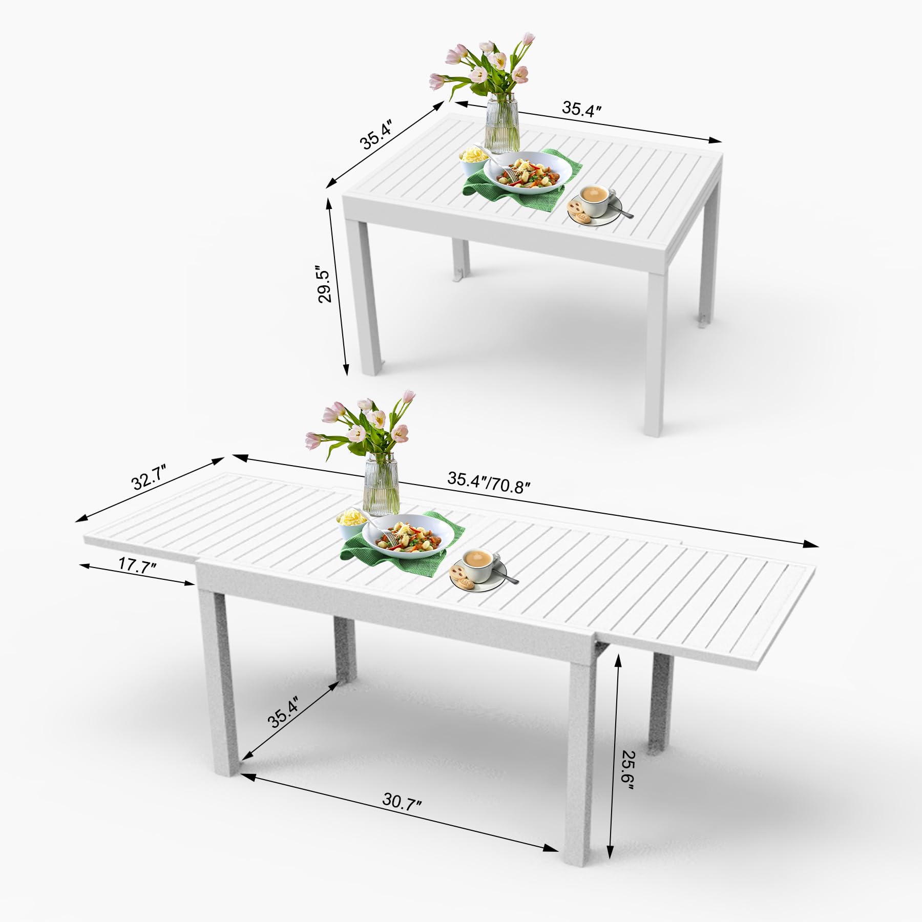 White slatted extending dining table