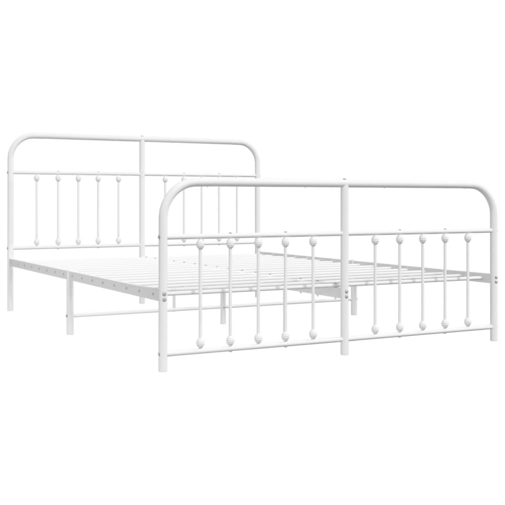 White metal bed frame with a simple classic design and included mattress