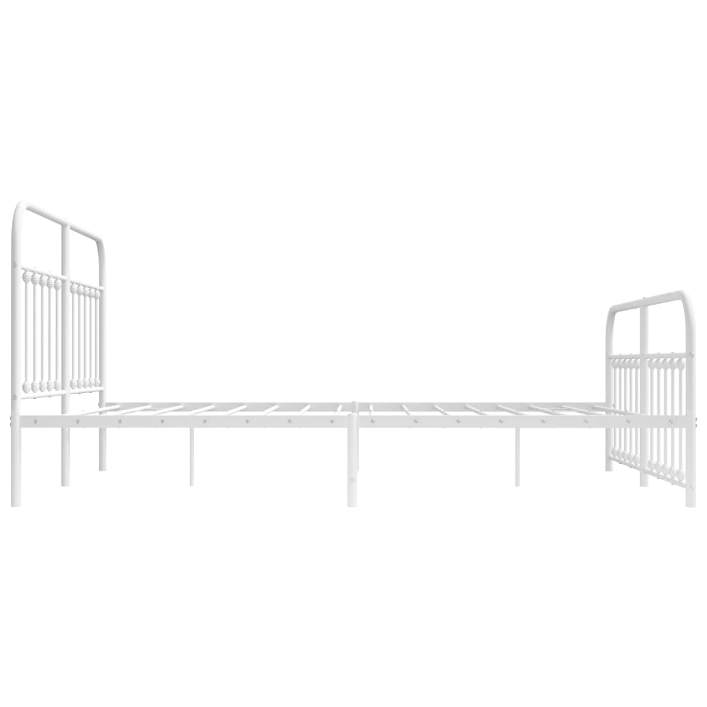White metal twin bed frame with decorative finials