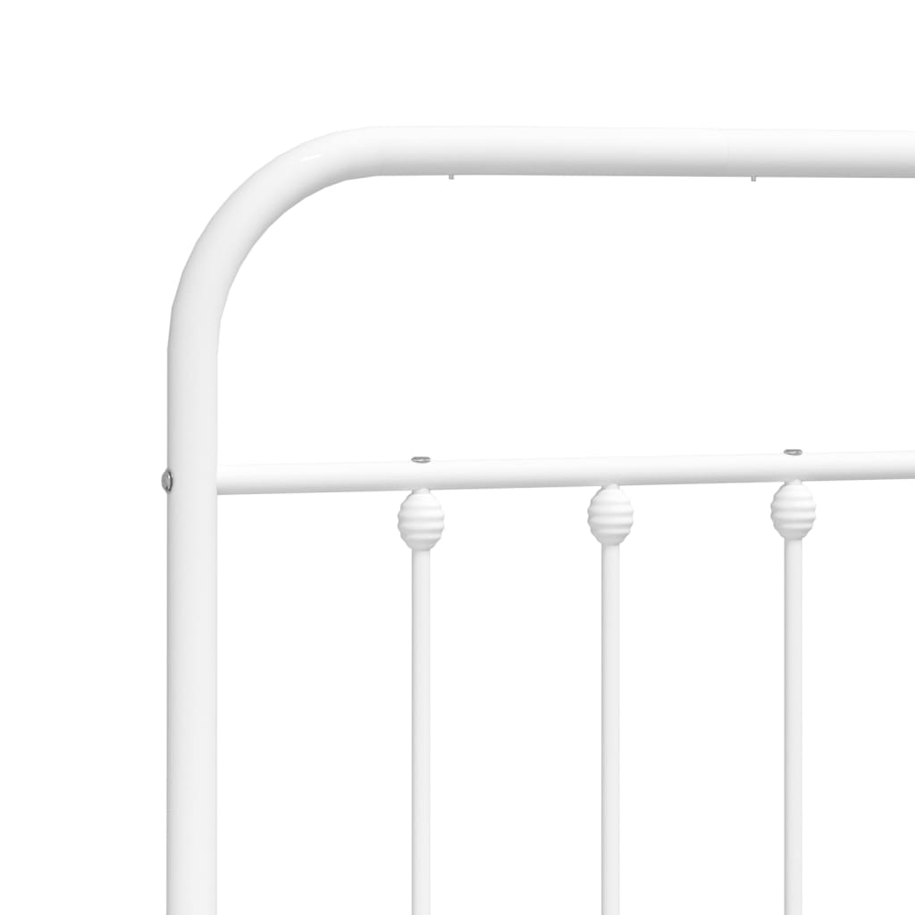 White metal twin bed frame with curved headboard and footboard ideal for kids rooms