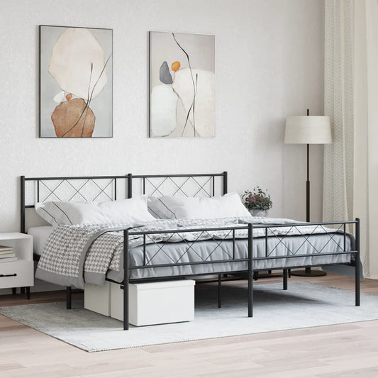 black metal queen bed frame with geometric headboard