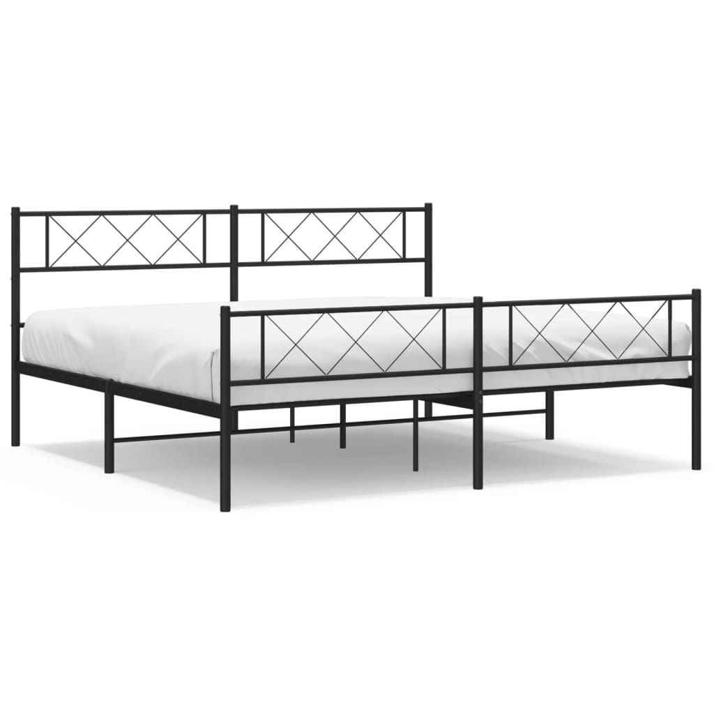 White metal bed frame with diamond pattern headboard and footboard dimensions labeled
