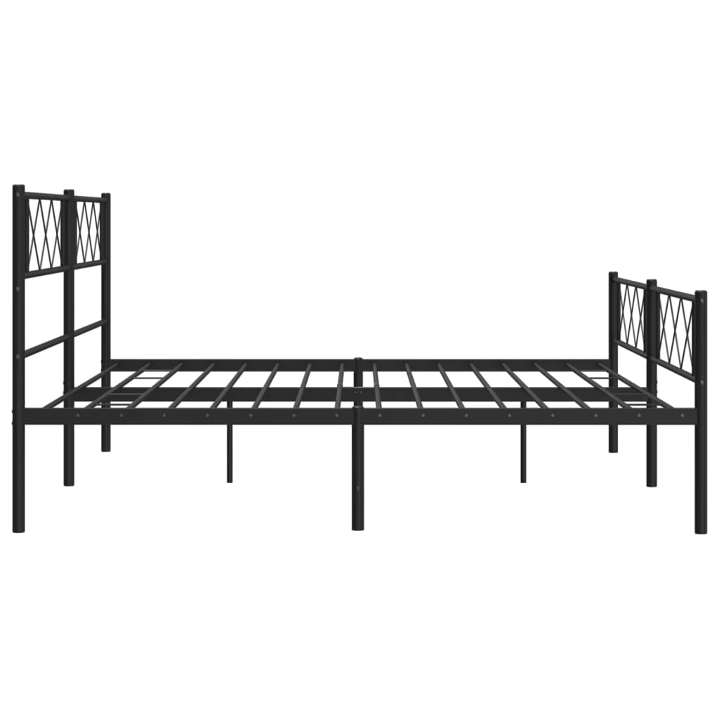 Black metal bed frame with diamond pattern headboard and footboard