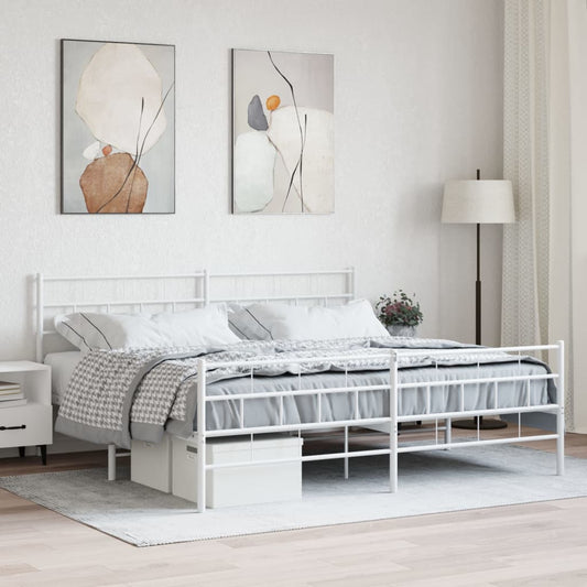 White metal twin bed frame with underbed storage drawers