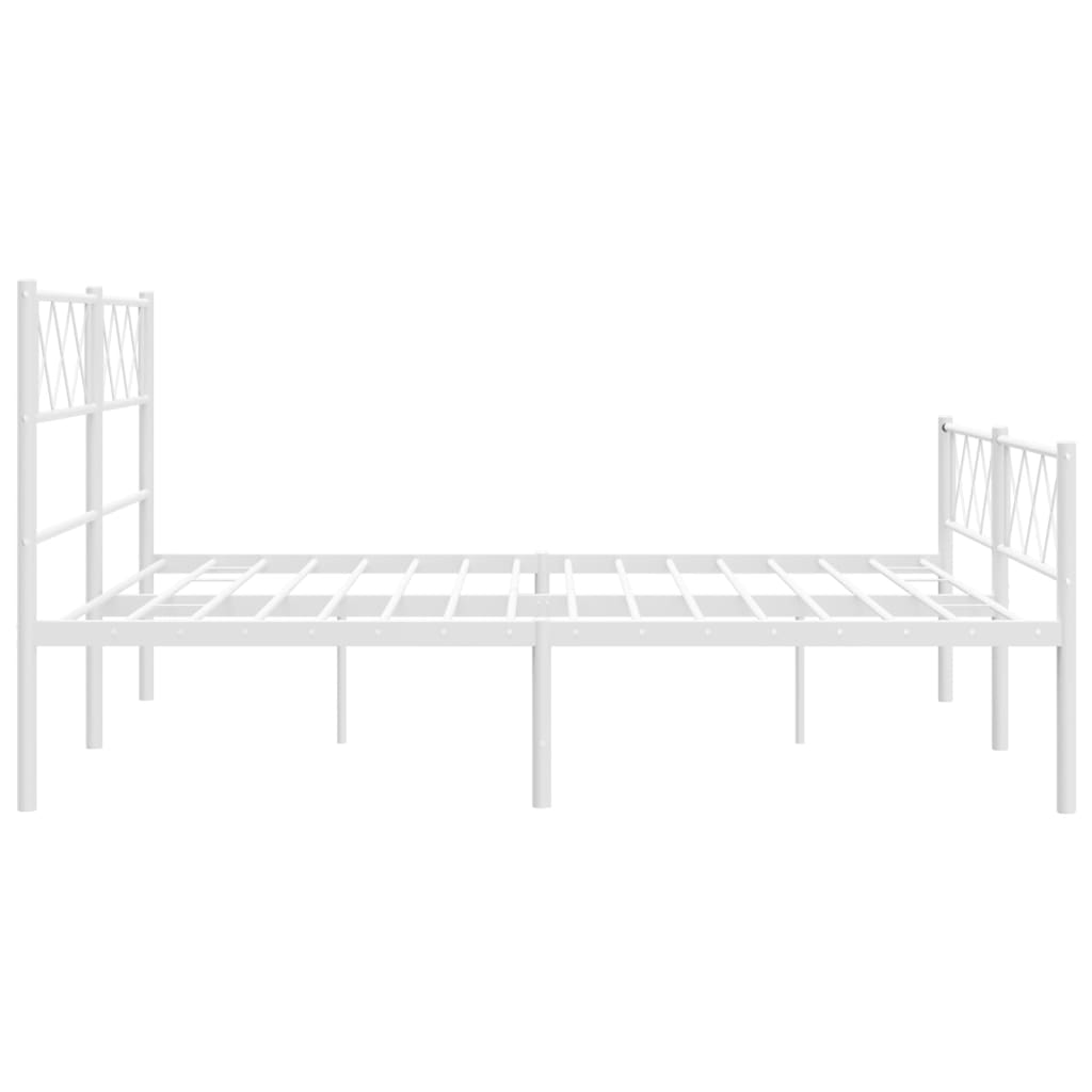 White metal twin bed frame with diamondpatterned headboard and footboard