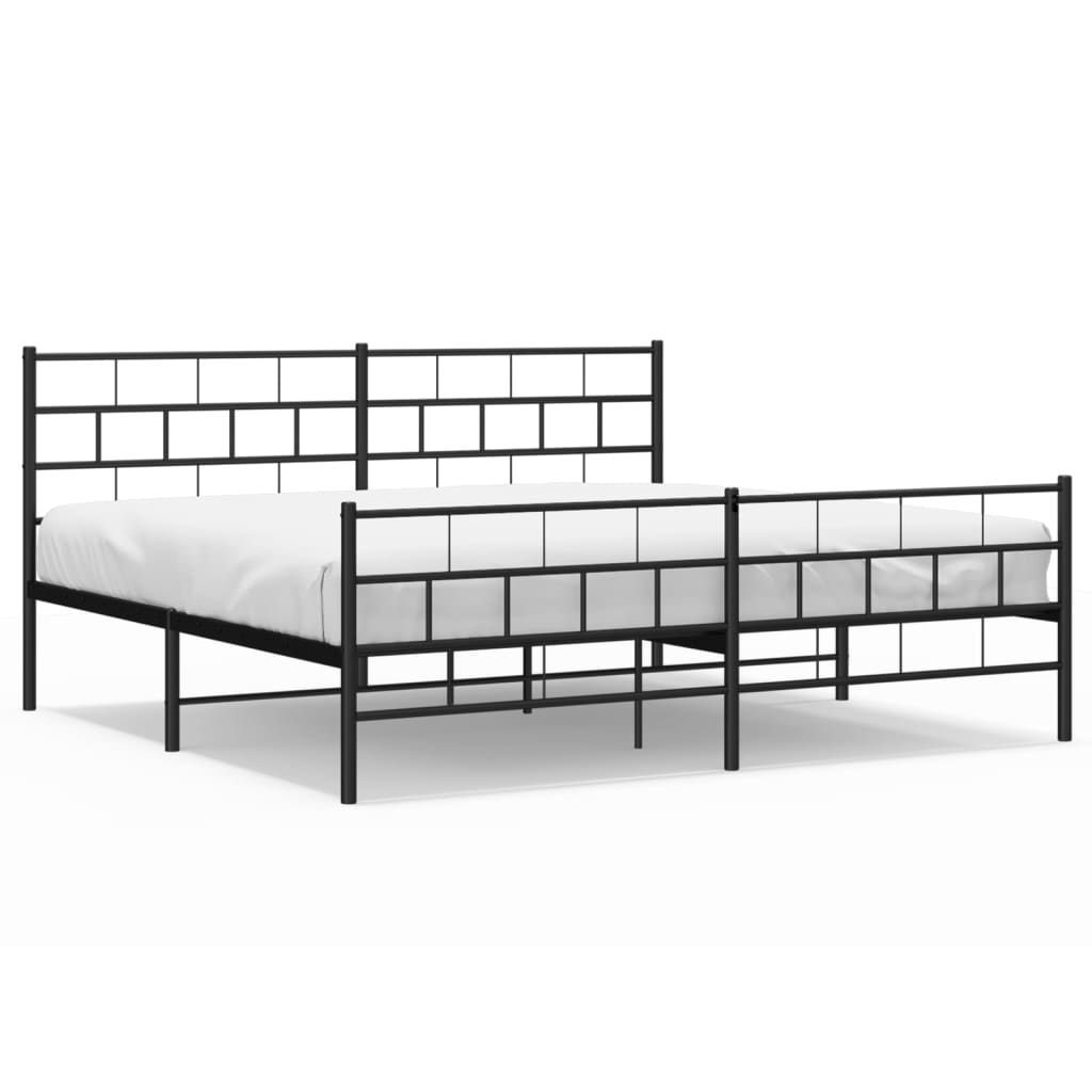 Metal bed frame with slatted base dimensions labeled in cm and inches