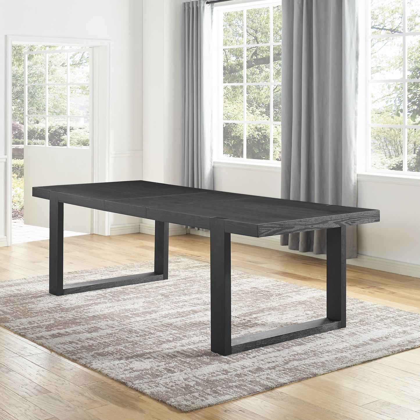TREATLIFE HOME Rectangular Dining Table with Extensible Leaf and Modern Design, Black Finish, Versatile Seating for Up to Ten