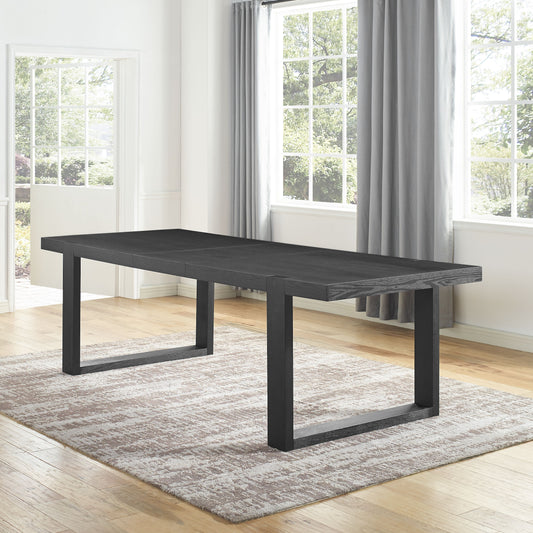 TREATLIFE HOME Rectangular Dining Table with Extensible Leaf and Modern Design, Black Finish, Versatile Seating for Up to Ten