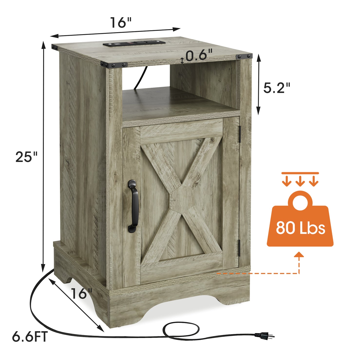Rustic wood end table with builtin charger
