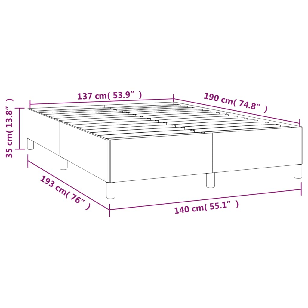 Gray upholstered bed frame with wooden slats and black legs