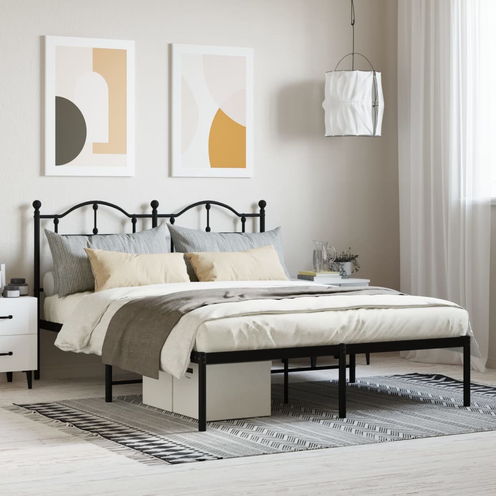 Bronze metal bed frame with arched headboard and footboard queen size