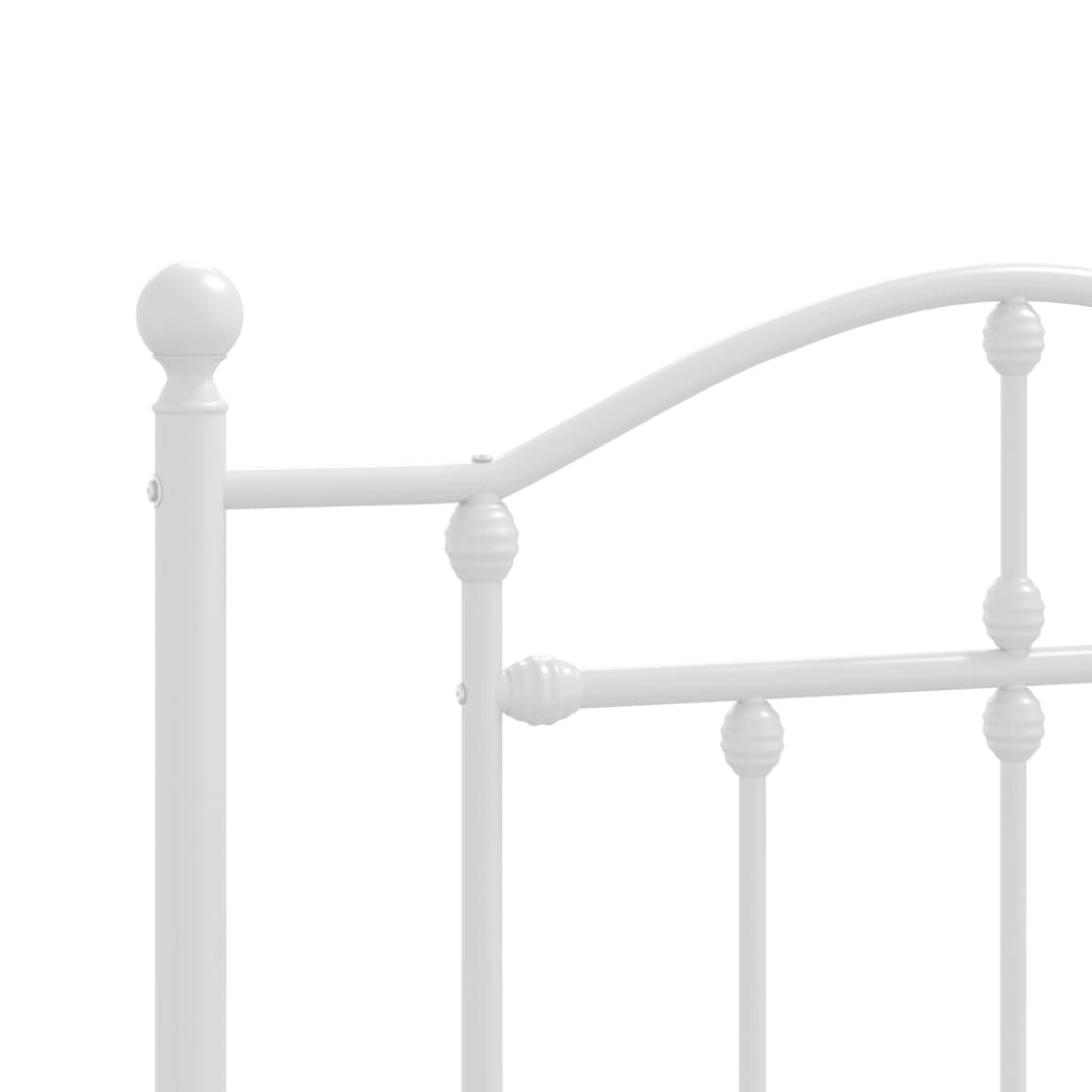White metal bed frame with ornate headboard queen size