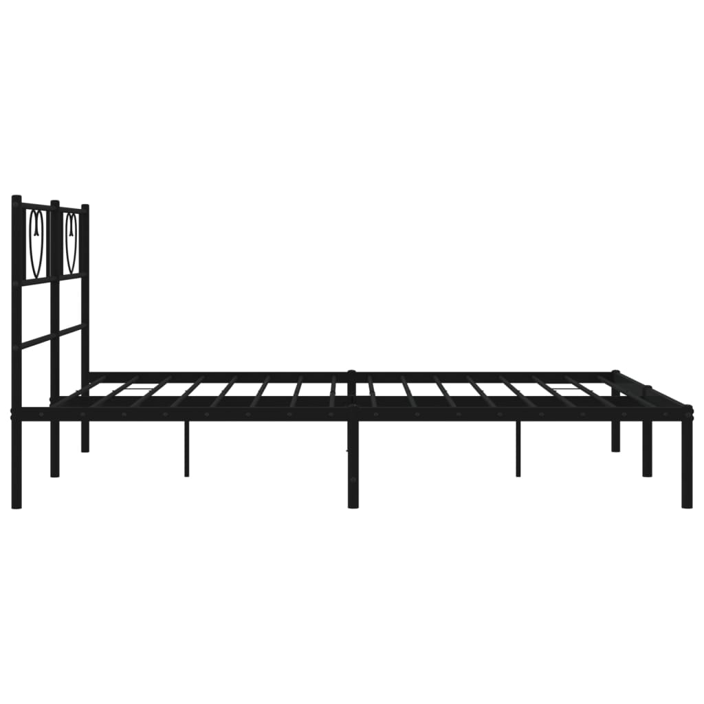 Elegant Black Metal Bed Frame with Headboard for Storage