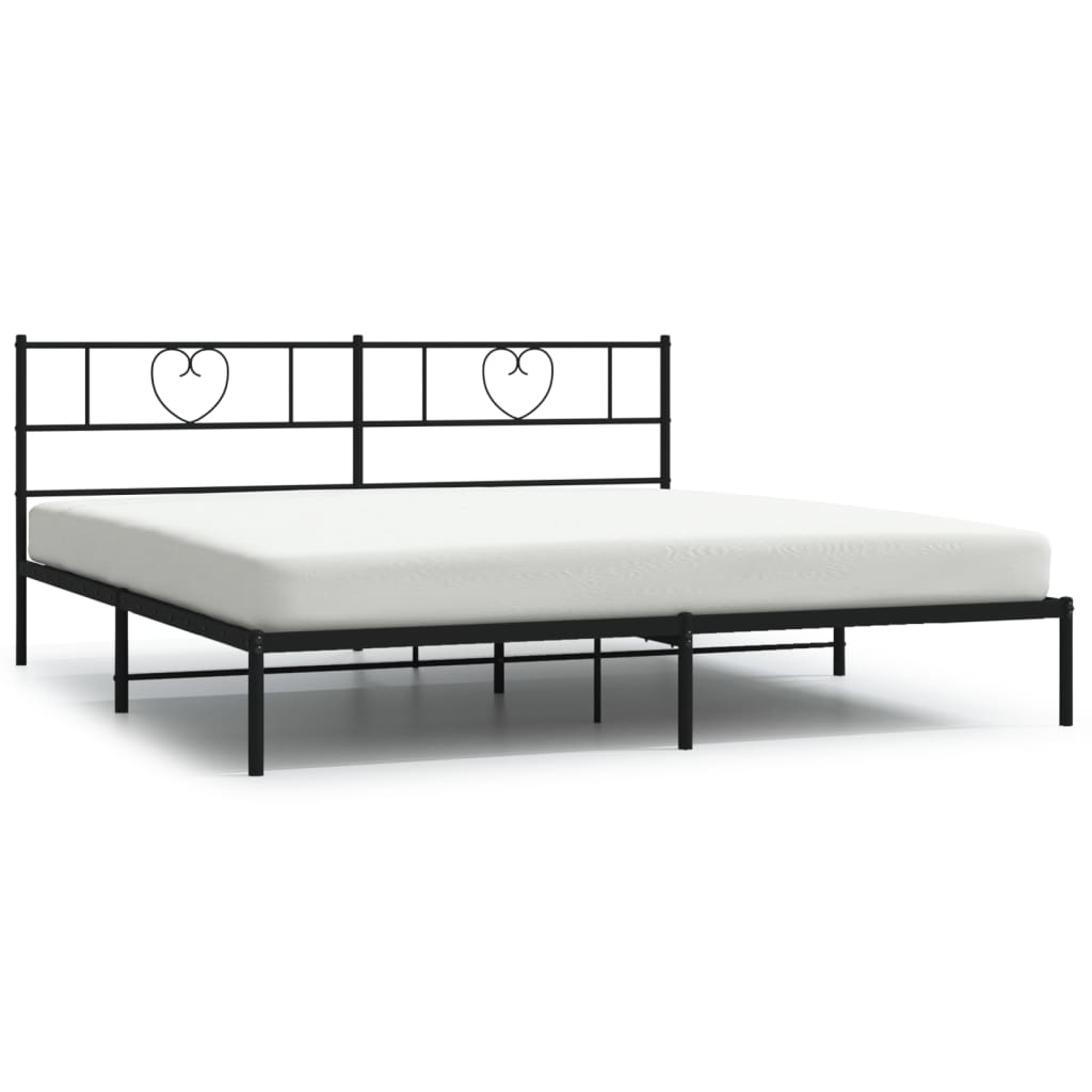 White metal bed frame with heartshaped headboard and side dimensions
