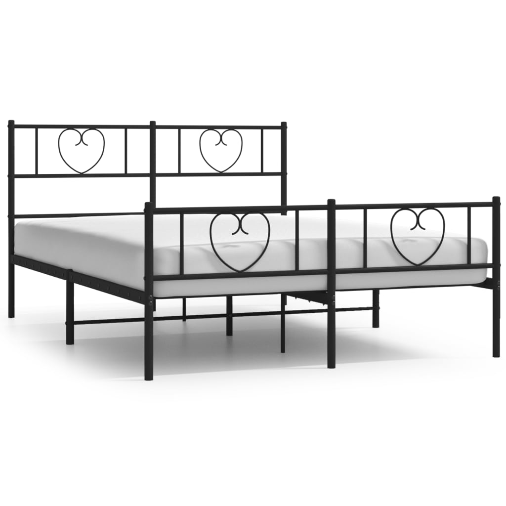 White metal twin bed frame with decorative heart headboard and footboard