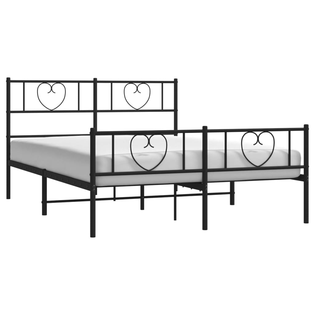 Black metal bed frame with heartshaped accents