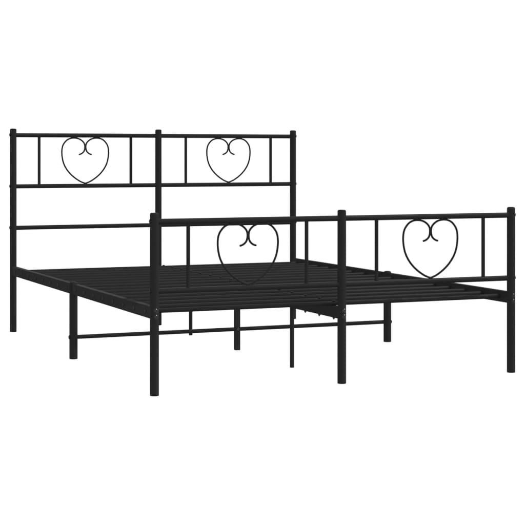 Black metal twin bed frame with heart accents