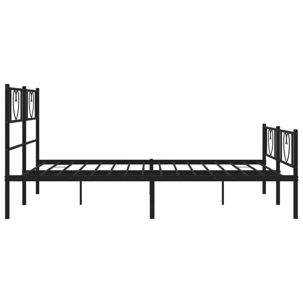 Black metal bed frame with heart accents