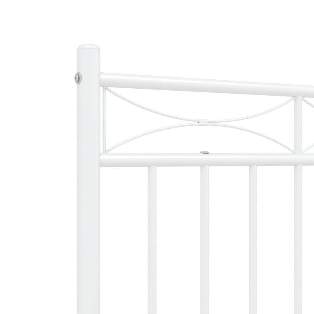 White metal bed frame with decorative headboard