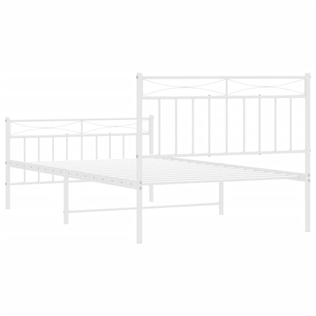 Modern white metal bed frame with ornate detailing