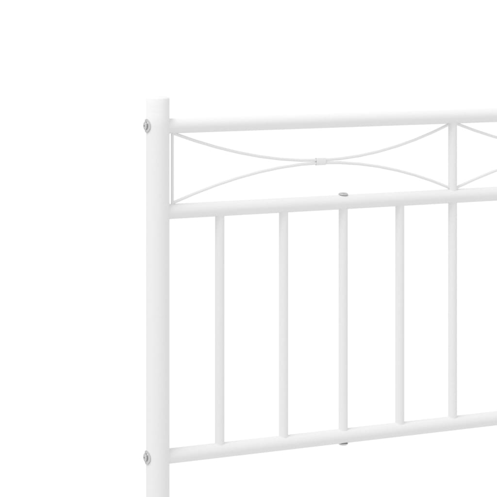 White metal bed frame with decorative headboard Twin size