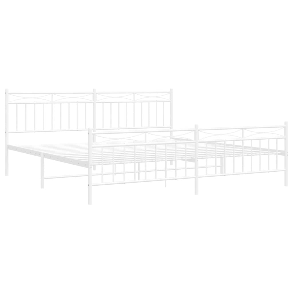 White metal twin bed frame with ornate headboard